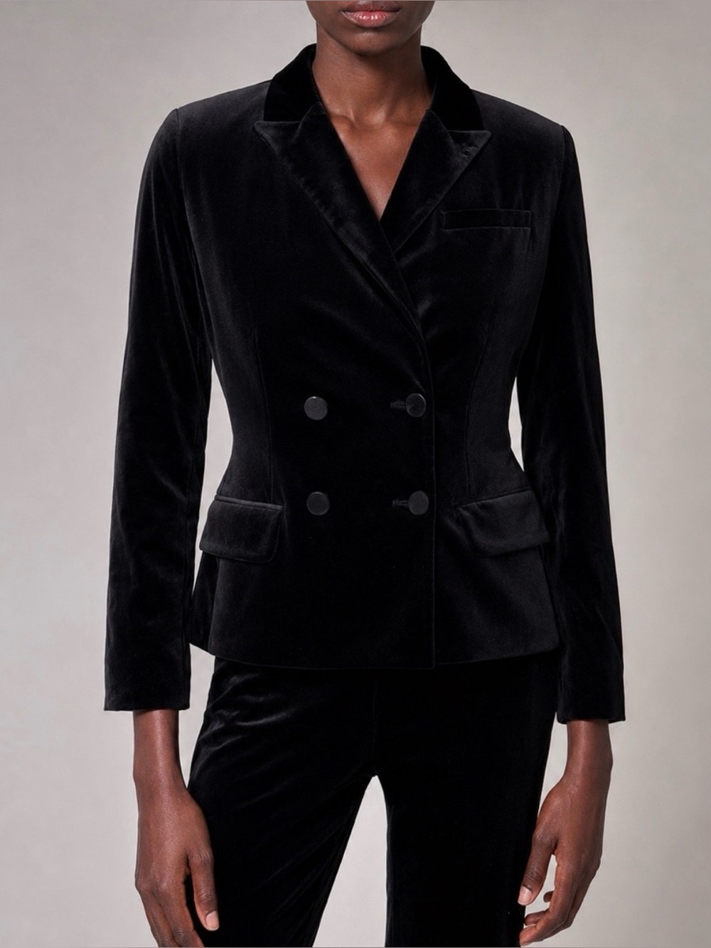 Kooples Women's Black Velvet Double Breasted Blazer EU 42 (US 10)